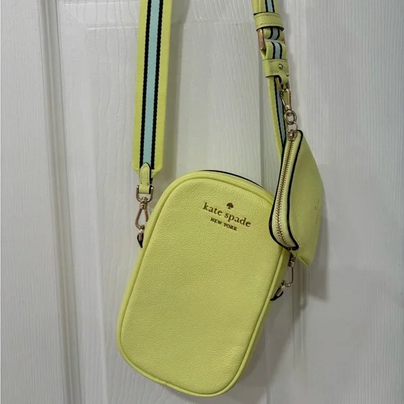 Kate Spade Yellow Crossbody Bag with Stripe Strap - Picture 9 of 14